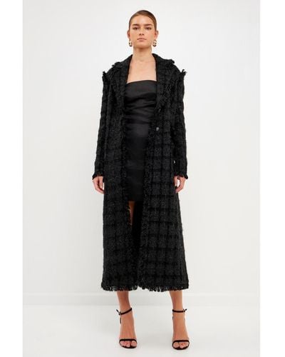 Endless Rose Long Tweed Coat - Black