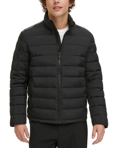DKNY Quilted Full-zip Stand Collar Puffer Jacket - Black