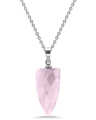 Macy's Silver Plated Multi Genuine Stone Pendant Necklace - Pink