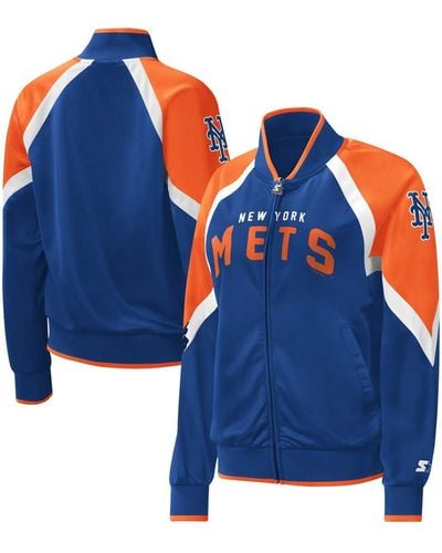 Starter New York Mets Touchdown Raglan Full-zip Track Jacket - Blue