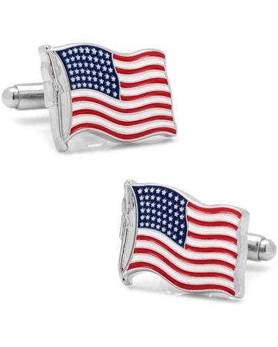 Cufflinks Inc. Waving American Flag Cufflinks - White