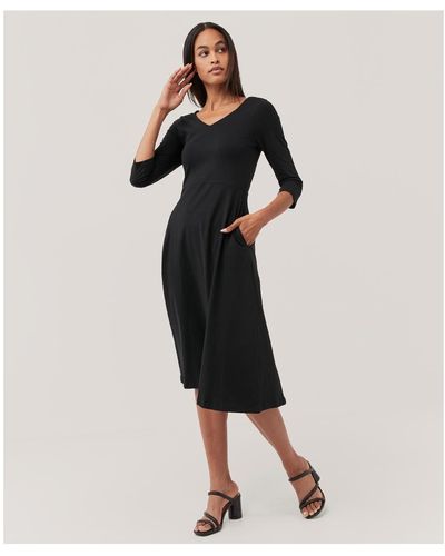 Pact Organic Cotton Fit & Flare Midi Party Dress - Black