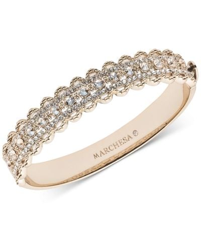 Marchesa Tone Crystal Filigree Bangle Bracelet - Metallic