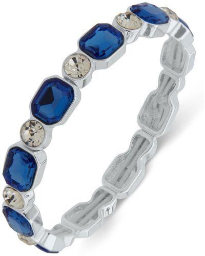 Anne Klein Silver-tone Crystal Stretch Bracelet - Blue