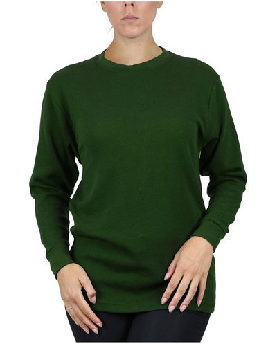 Galaxy By Harvic Loose Fit Waffle Knit Thermal Shirt - Green