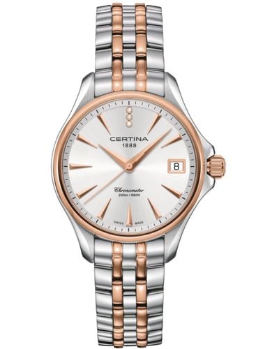 Certina Swiss Ds Action Diamond Accent Two-tone Stainless Steel Bracelet Watch 34mm - Metallic