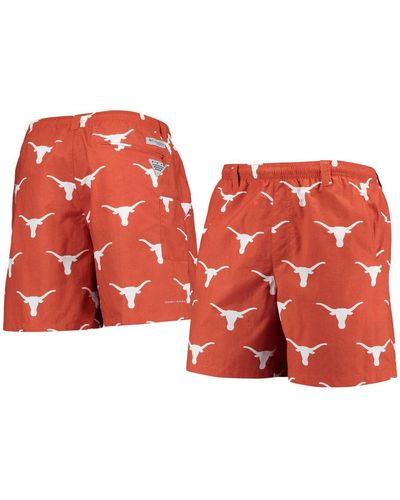 Columbia Texas Longhorns Pfg Backcast Ii Omni-shade Hybrid Shorts - Orange