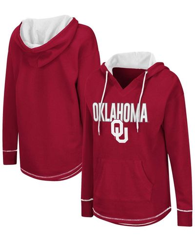 Colosseum Athletics Oklahoma Sooners Tunic Pullover V-neck Hoodie - Red