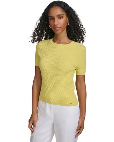 Calvin Klein Textured Short-sleeve Sweater - Yellow