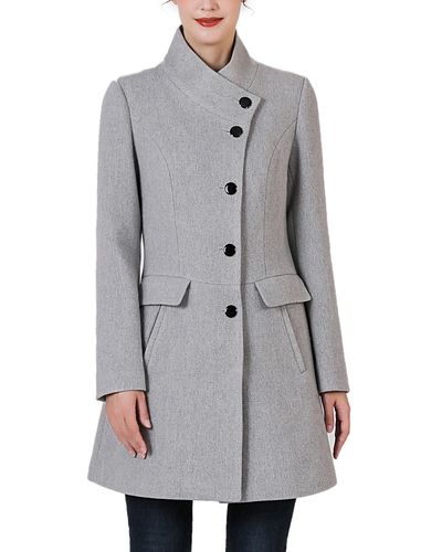 Kimi + Kai Kimi + Kai Nora Stand Collar Boucle Wool Coat - Gray