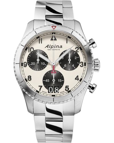 Alpina Swiss Chronograph Startimer Stainless Steel Strap Bracelet Watch 41mm - Metallic