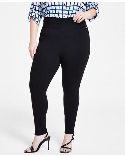Calvin Klein Plus Size Pull-on Skinny Compression Pants - Black