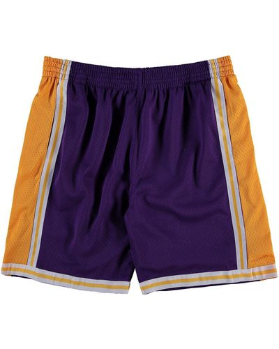 Mitchell & Ness Mitchell Ness Los Angeles Lakers Big Tall Hardwood Classics Swingman Shorts - Purple