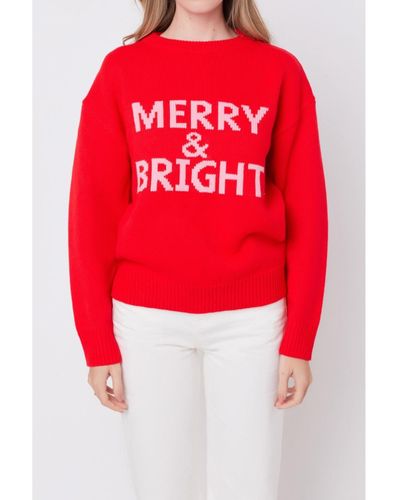 English Factory Merry And Bright Holiday Sweater - Red