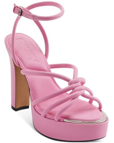DKNY Delicia Strappy Knotted Platform Sandals - Pink