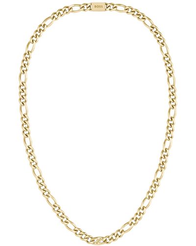 BOSS Rian Ionic Plated Thin -tone Steel Necklace - Metallic