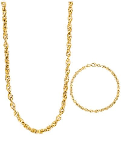 Italian Gold Diamond Cut Rope 18 22 Chain Necklace 7 1 2 Bracelet 3 3 4mm In 14k Gold Made In Italy - Metallic