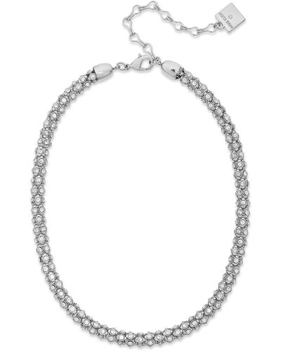 Anne Klein Silver-tone Pave Accent Tubular Collar Necklace - Multicolor