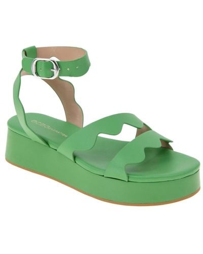 BCBGeneration Faye Scalloped Buckle Flatform Sandals - Green