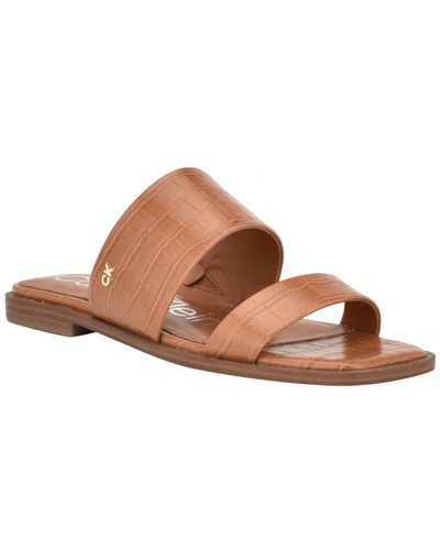 Calvin Klein Mellac Open Toe Casual Flat Sandals - Brown