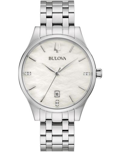 Bulova Classic Diamond-accent Stainless Bracelet Watch 36mm - Metallic