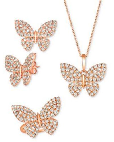 Le Vian Nude Diamond Butterfly Ring Earrings Pendant Collection In 14k Rose Gold - Multicolor