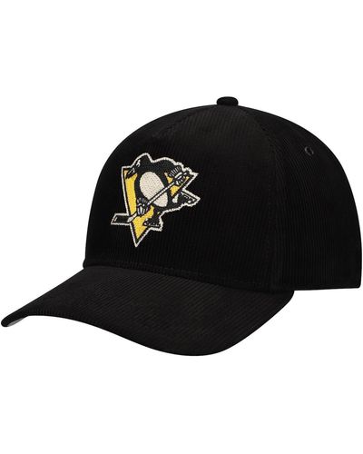 American Needle Pittsburgh Penguins Corduroy Chain Stitch Adjustable Hat - Black