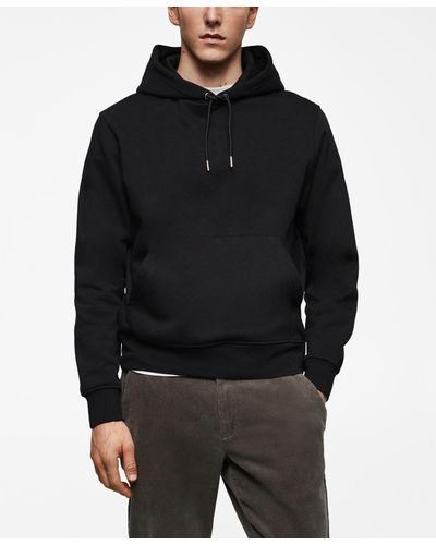 Mango Cotton Kangaroo-hooded Sweatshirt - Black