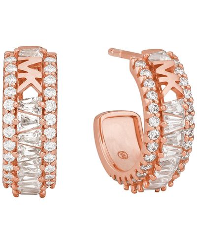 Michael Kors Tapered Baguette And Pave Huggie Earrings - Pink