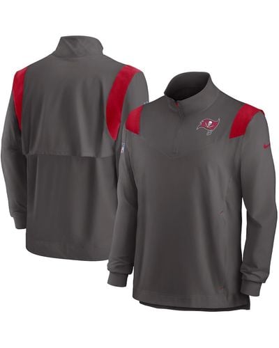Nike Tampa Bay Buccaneers Sideline Coach Chevron Lockup Quarter-zip Long Sleeve Top - Gray
