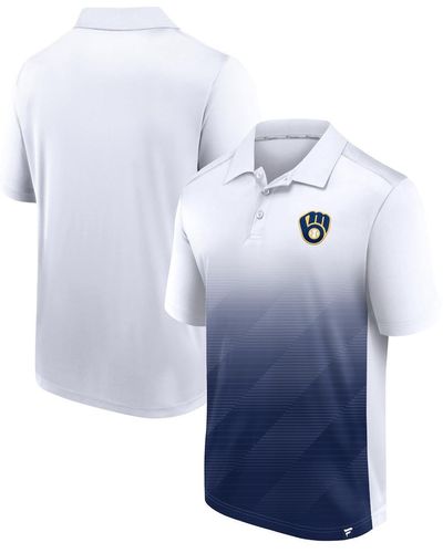Fanatics White And Navy Milwaukee Brewers Iconic Parameter Sublimated Polo Shirt - Blue