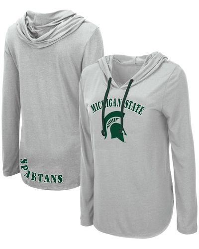 Colosseum Athletics Michigan State Spartans My Lover Lightweight Hooded Long Sleeve T-shirt - Gray