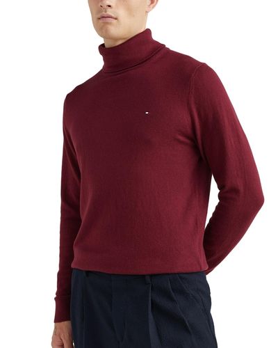Tommy Hilfiger Regular-fit Pima Cotton Cashmere Blend Solid Turtleneck Sweater - Red
