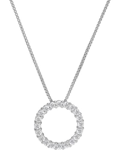 Macy's Diamond Open Circle 18" Pendant Necklace (1/2 Ct. T.w.) - Metallic