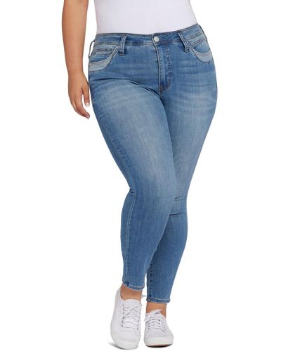 Seven7 Plus Size High Rise Greenwich Skinny Jeans - Blue