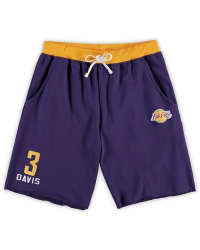 Majestic Anthony Davis Los Angeles Lakers Big And Tall French Terry Name And Number Shorts - Blue