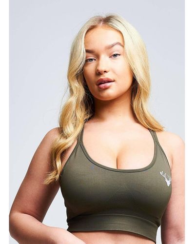 Twill Active Moire Recycled Strappy Sports Bra - Green
