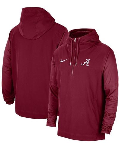 Nike Alabama Tide 2023 Coach Half-zip Hooded Jacket - Red