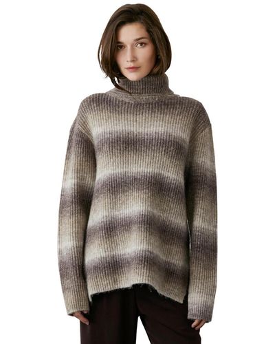 Crescent Ariana Multi Colored Wool-blend Turtleneck Sweater - Brown