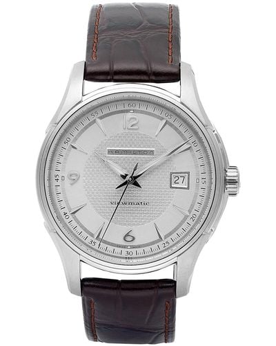 Hamilton Watch, Men's Swiss Automatic Jazzmaster Viewmatic Brown Leather Strap 40mm H32515555 - Metallic
