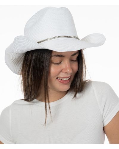 INC International Concepts Rhinestone Band Cowgirl Hat - White