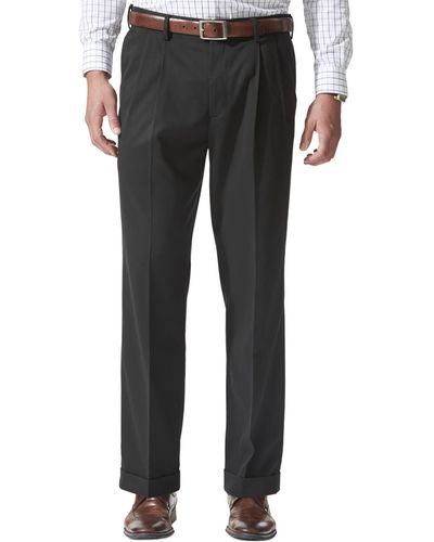 Dockers Comfort Relaxed Pleated Cuffed Fit Khaki Stretch Pants - Black