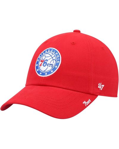 '47 Philadelphia 76ers Miata Clean Up Logo Adjustable Hat - Red