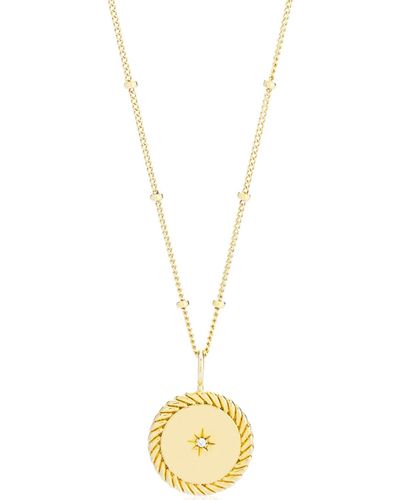 Sarah Chloe 14 Alana Rope Medallion Necklace - Metallic