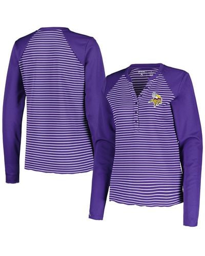 Antigua Minnesota Vikings Maverick Waffle Henley Long Sleeve T-shirt - Purple