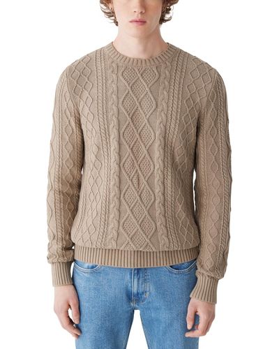 Frank And Oak Classic-fit Cable-knit Crewneck Sweater - Natural