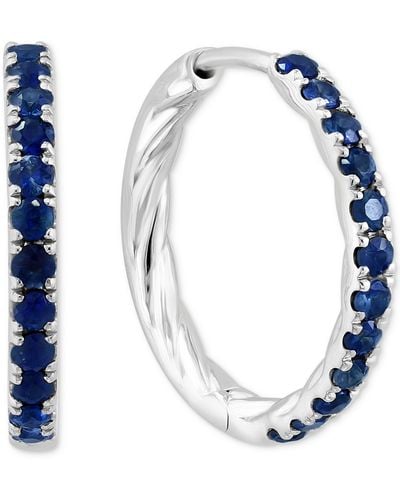 Effy Effy® Sapphire Small Hoop Earrings (3/4 Ct. T.w.) In Sterling Silver - Blue