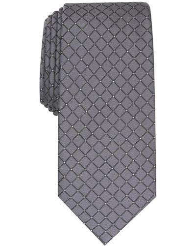 Alfani Malone Grid Slim Tie - Gray