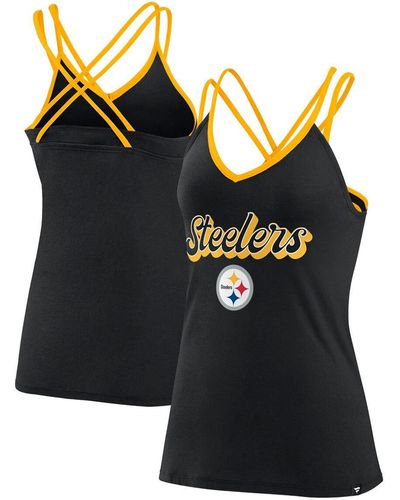 Fanatics Pittsburgh Steelers Go For It Strappy Crossback Tank Top - Black