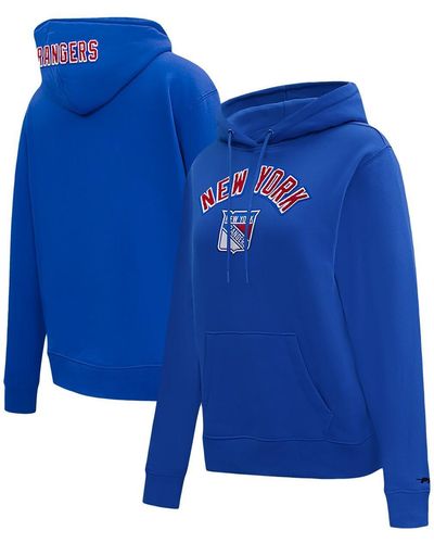 Pro Standard New York Rangers Classic Chenille Pullover Hoodie - Blue